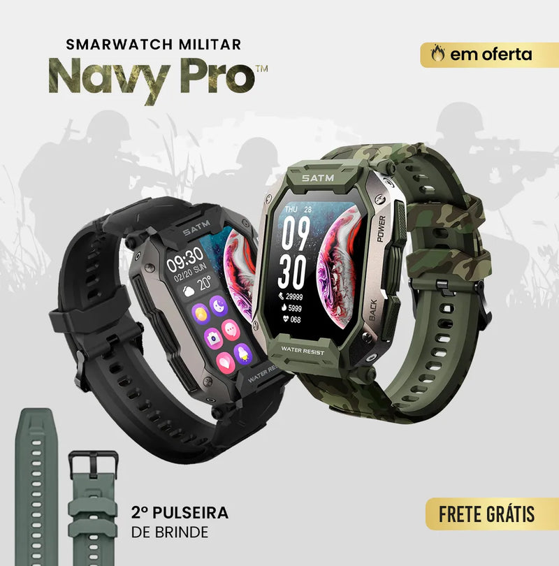 Smartwatch Militar - Navy Pro™ [2ª Pulseira de Brinde]
